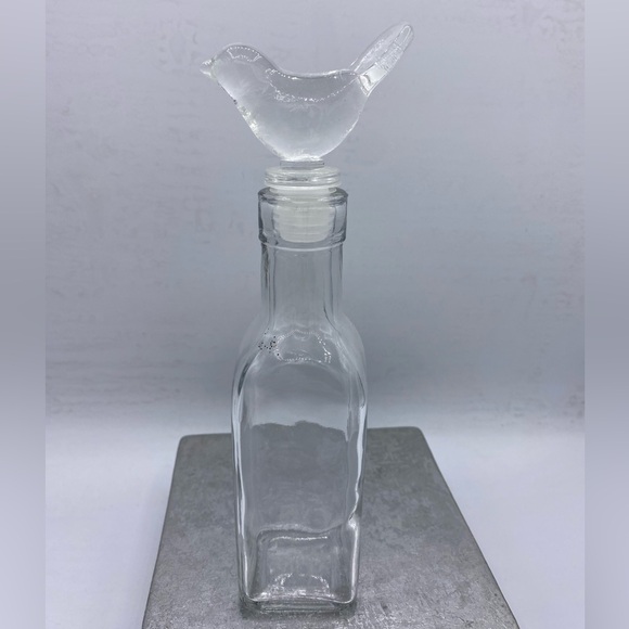 Clear Glass Bottle Featuring Clear Glass Bird Stopper Home Decor Storage - Picture 3 of 8